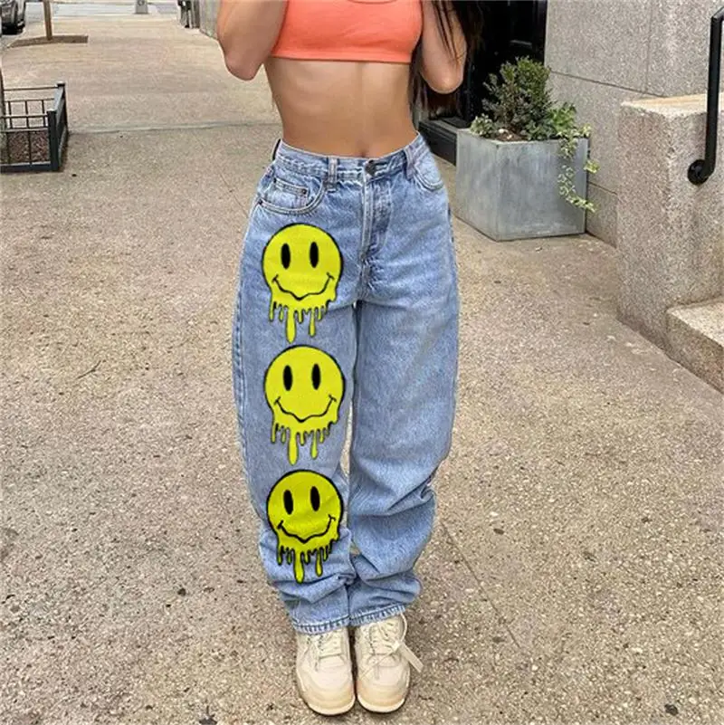 FLEXHOOD smiley face printed jeans ジーンズ-