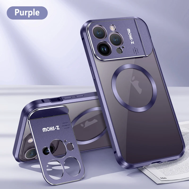 

Metal Wireless Charging Magnetic MagSafe With Aromatherapy Case For iPhone 15 14 13 Pro Max Hidden Car Holder Protect Cover