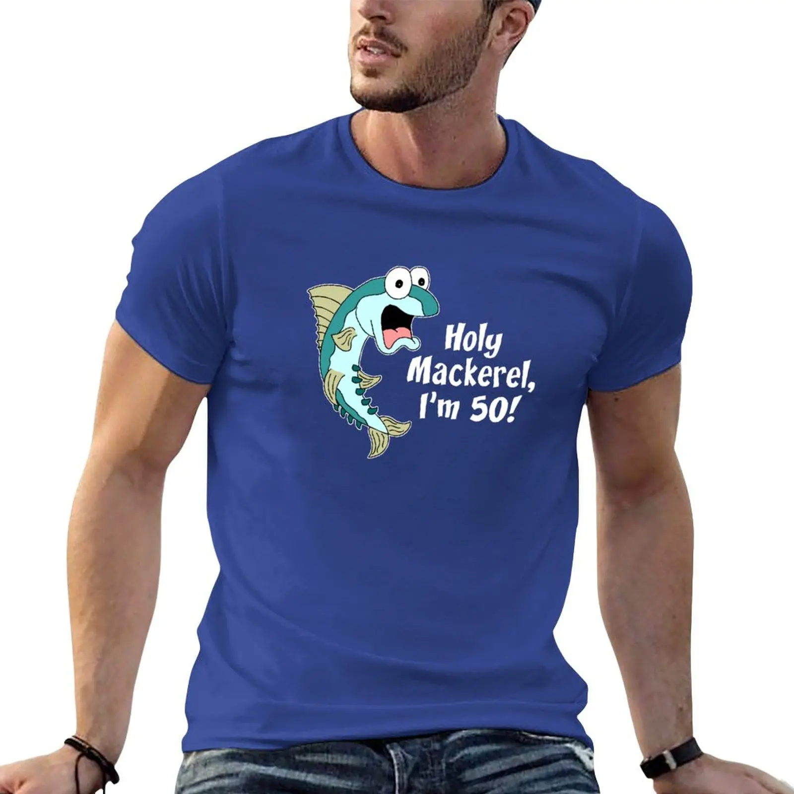 

Holy Mackerel I'm 50 Funny Cartoon Fish T-Shirt korean fashion graphics cute clothes t shirts for men