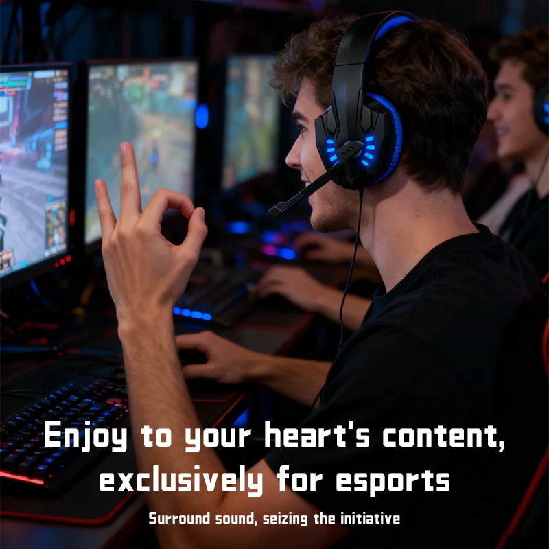 마이크가있는 유선 게임용 헤드폰 조정 가능한 PC베이스 스테레오 PS4 PS5 Xbox 스마트 폰 노트북 용 낮은 대기 시간 게이머 헤드셋