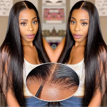 Wear And Go Glueless Human Hair Wigs Pre plucked Brazilian Straight 13x4 HD Lace Frontal Human Hair Wigs For Women Ready To Wear 1