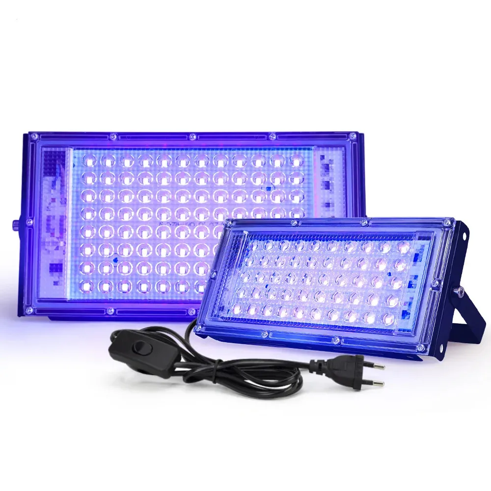 UV LED Black Light 200W 300W UV Curing Lamps Waterproof Ultraviolet Fluorescent Flood Lights for Bar Wall Party Halloween Decor