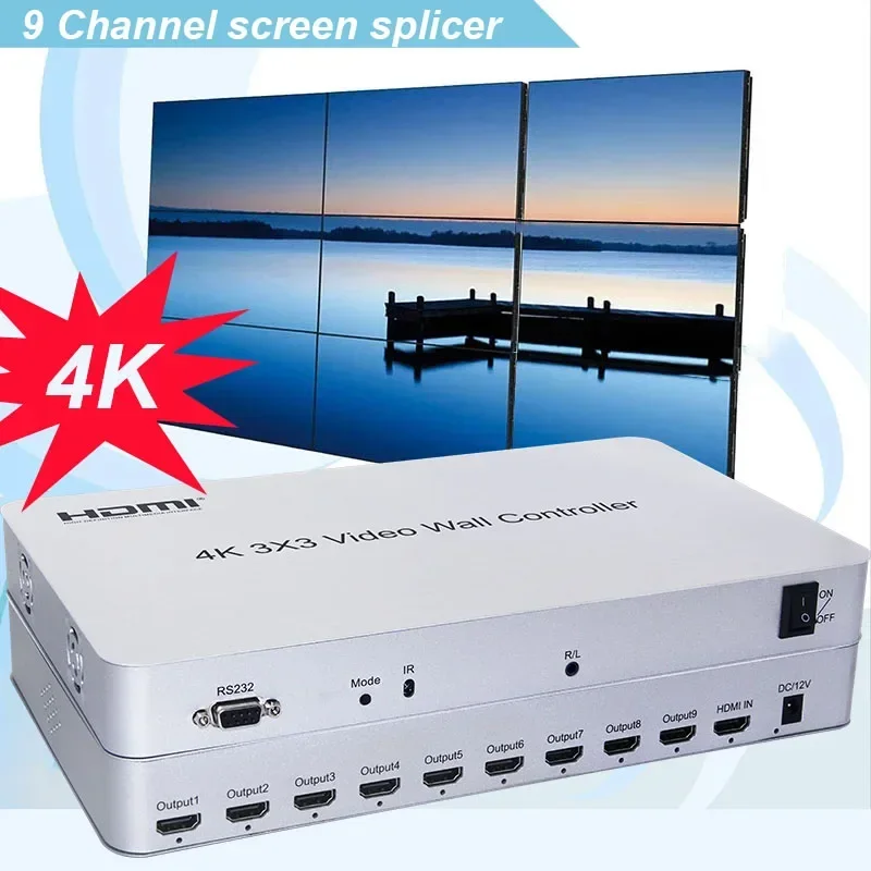 

4K 3x3 Multi Screen Splicing Processor HDMI Video Wall Controller 3x2 2x2 1x3 2x3 4x2 2x4 3x4 4x4 9 Way TV Video Splicer Box