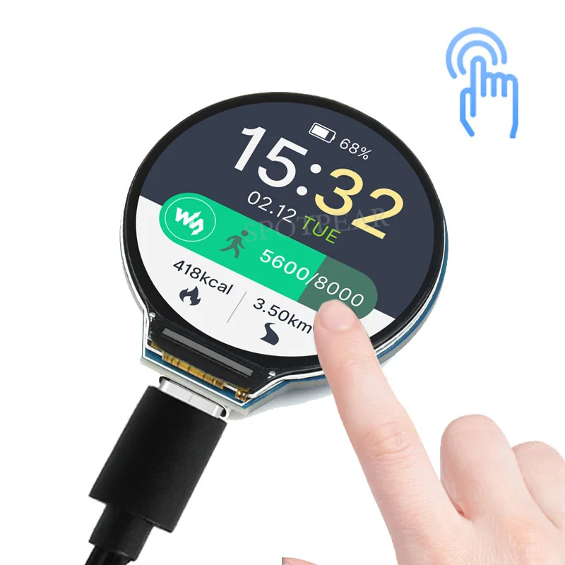 

Raspberry Pi Pico RP2040 Board On-board 1.28inch Round Touch LCD Display Screen / Accelerometer / Gyroscope Sensors