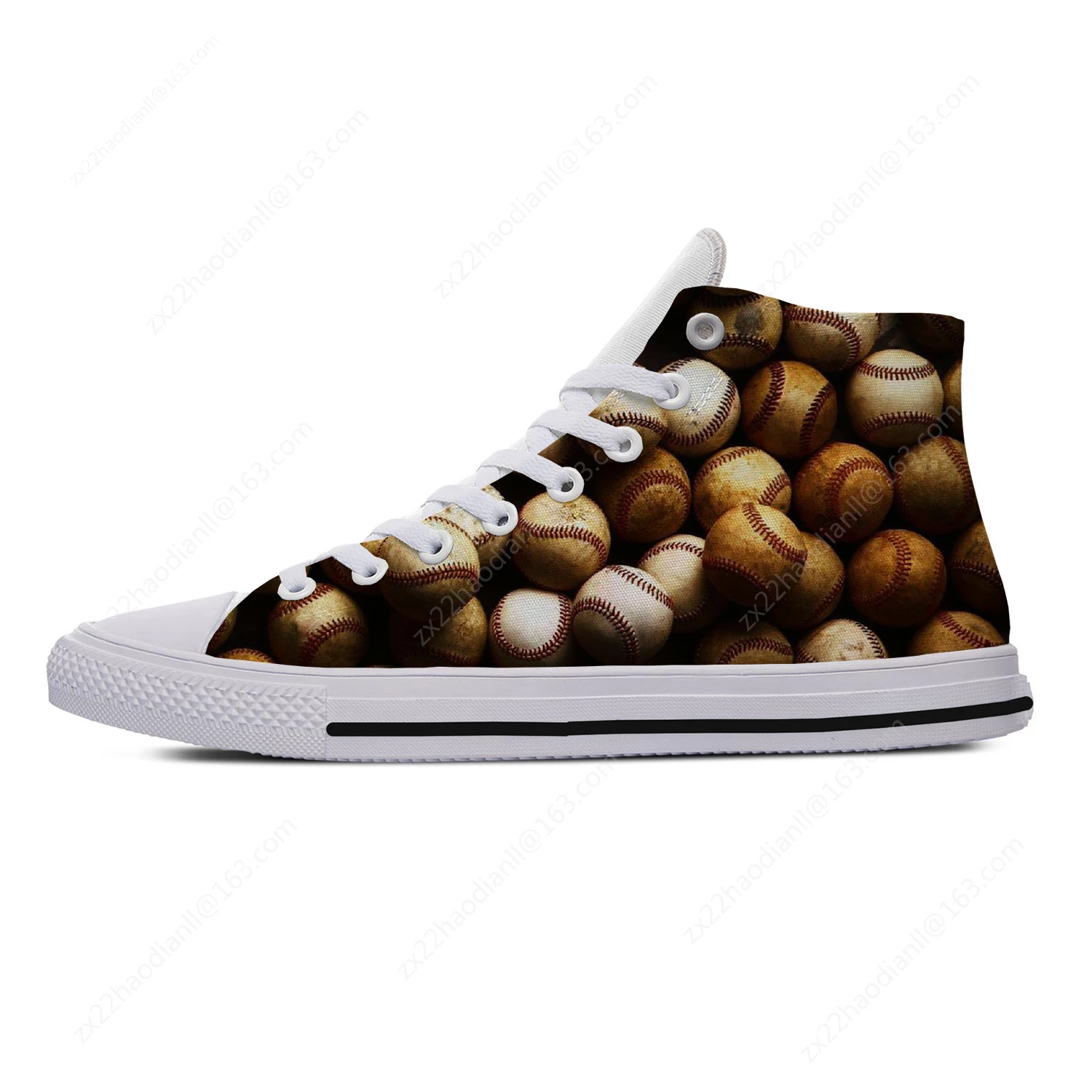 Baseball Pattern High Top Sneakers Mens Womens Teenager Fashion Casual Shoes Canvas Running Shoes 3D Print  Lightweight shoe