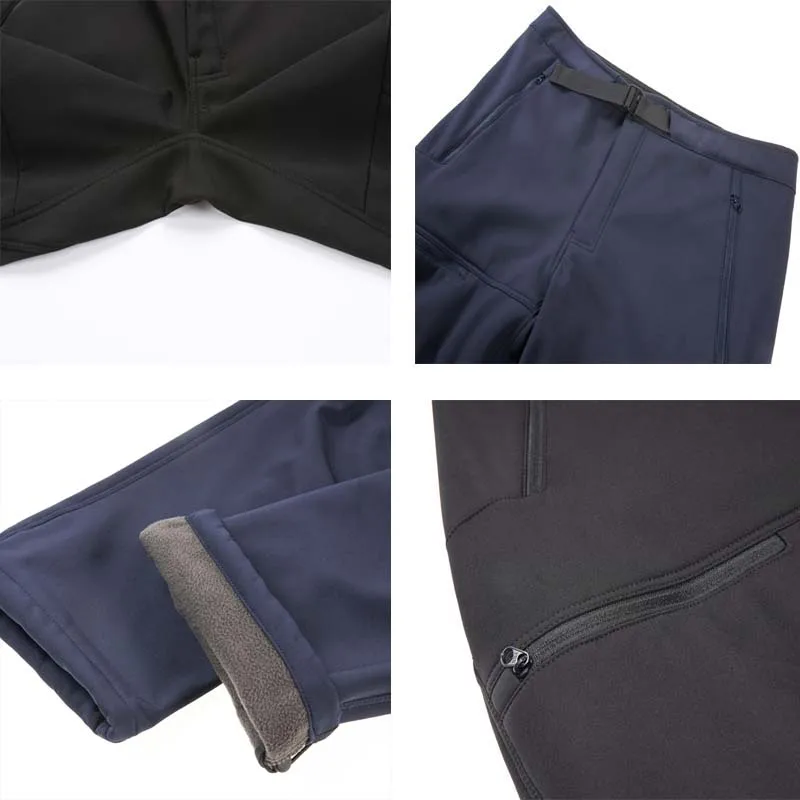 High Quality Winter Outdoor Mens Hiking Pants Waterproof Sports Trekking Skiing Camping Softshell Warm Fleece Pants for Men PM61