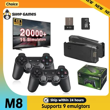 2025 Nuovo videogioco Sticks Console M8 2.4G Doppio controller wireless Game Stick Uscita HDMI 4K 15 Emulatori classici - 64G 1