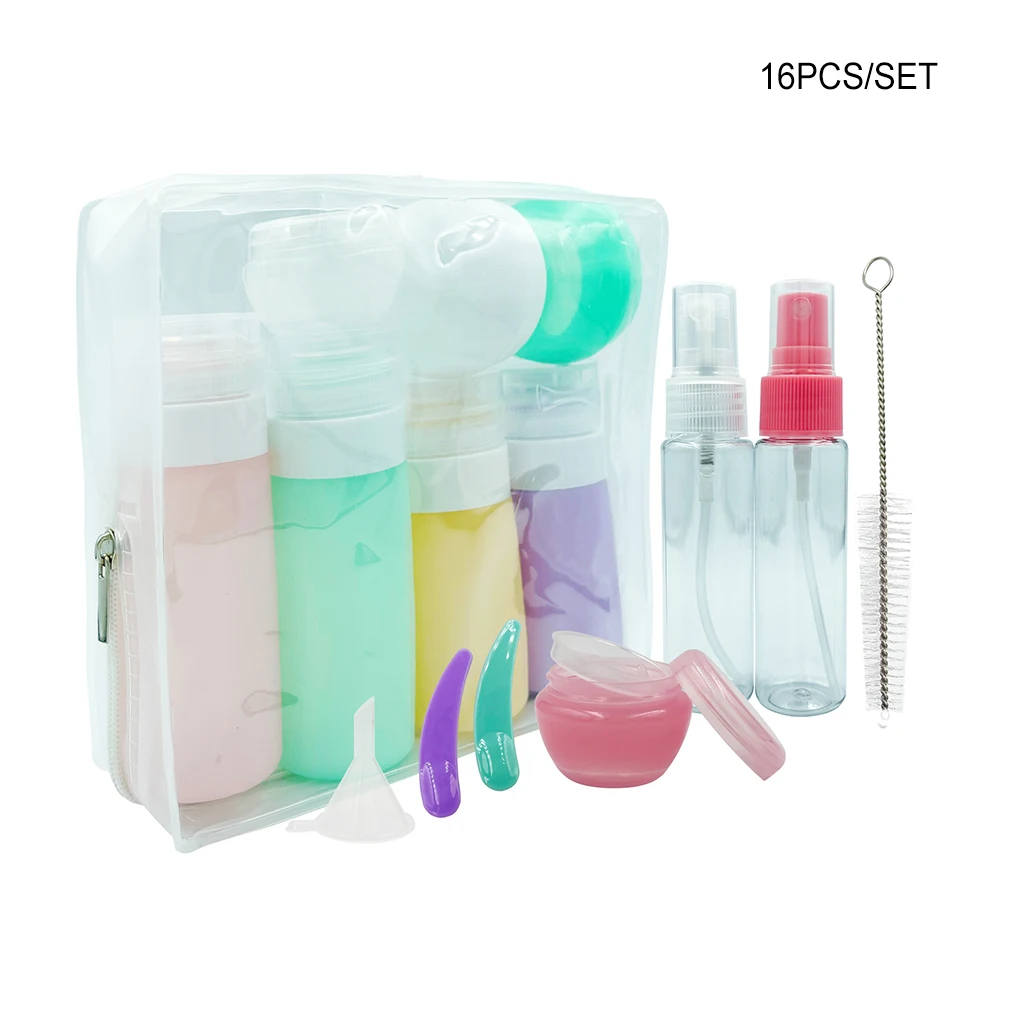 

16 Pieces Kit Travel Toiletries Bottle Travelling Squeezable Container