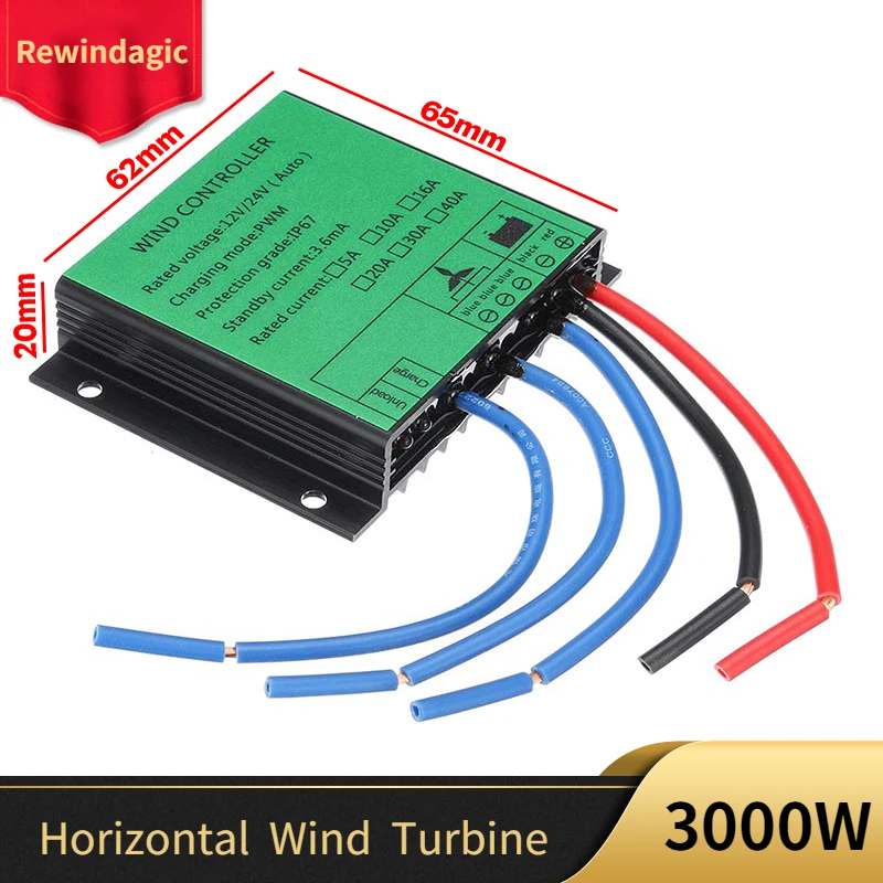 3000W Free Energy PWM Wind Charge Controller 12v/24v AUTO For Wind Turbine Generator Water Proof High Heat Dissipation Design wind turbine charge controller