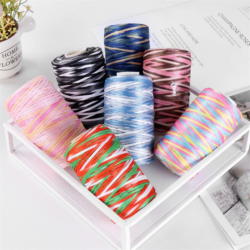 100g/Roll 3mm Width Flat Summer Ice Mercerized Twine Yarns For Knitting And Crochet Seat Cushion Sun Hat Etc. BDX 2