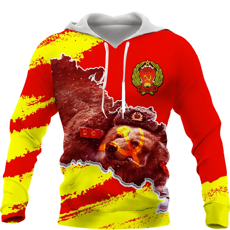 

3D CCCP USSR Soviet Union Printed Hoodie Long Sleeve Russian Moscow Flag Graphic for Men Streetwear Unisex Tracksuit Jacket Tops