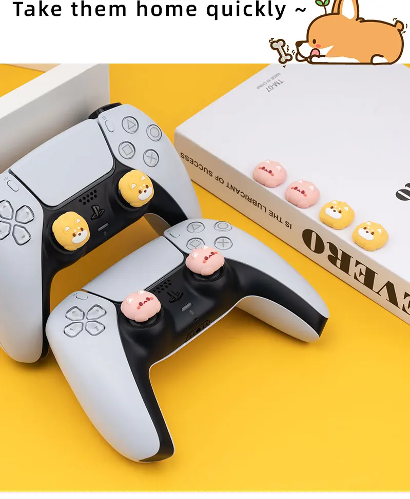 New Silicone Jon Con Thunb Grip Caps For PS4 PS5 Cute Dog Cat Joystick Caps For NS Pro Cover Analog Thumb Stick Grips