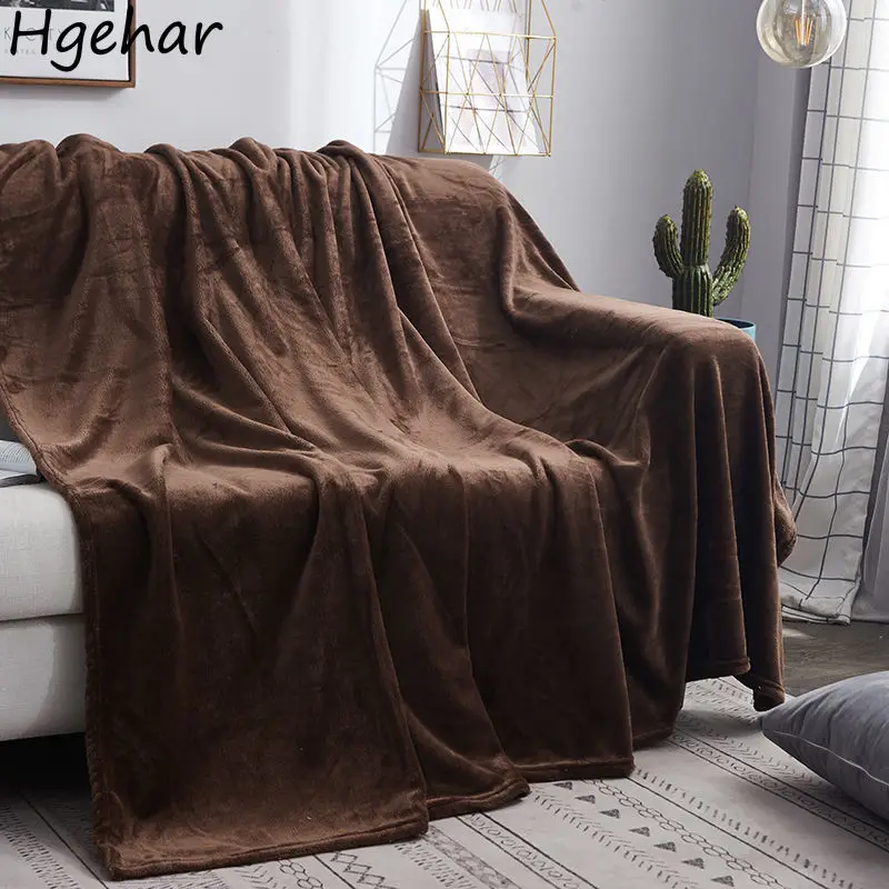 

Blankets Pure Color Rectangle Coral Fleece Warm Spring 7 Colors Simple Korean Style Chic Bedroom Ins Sofa Basic Travel Picnic
