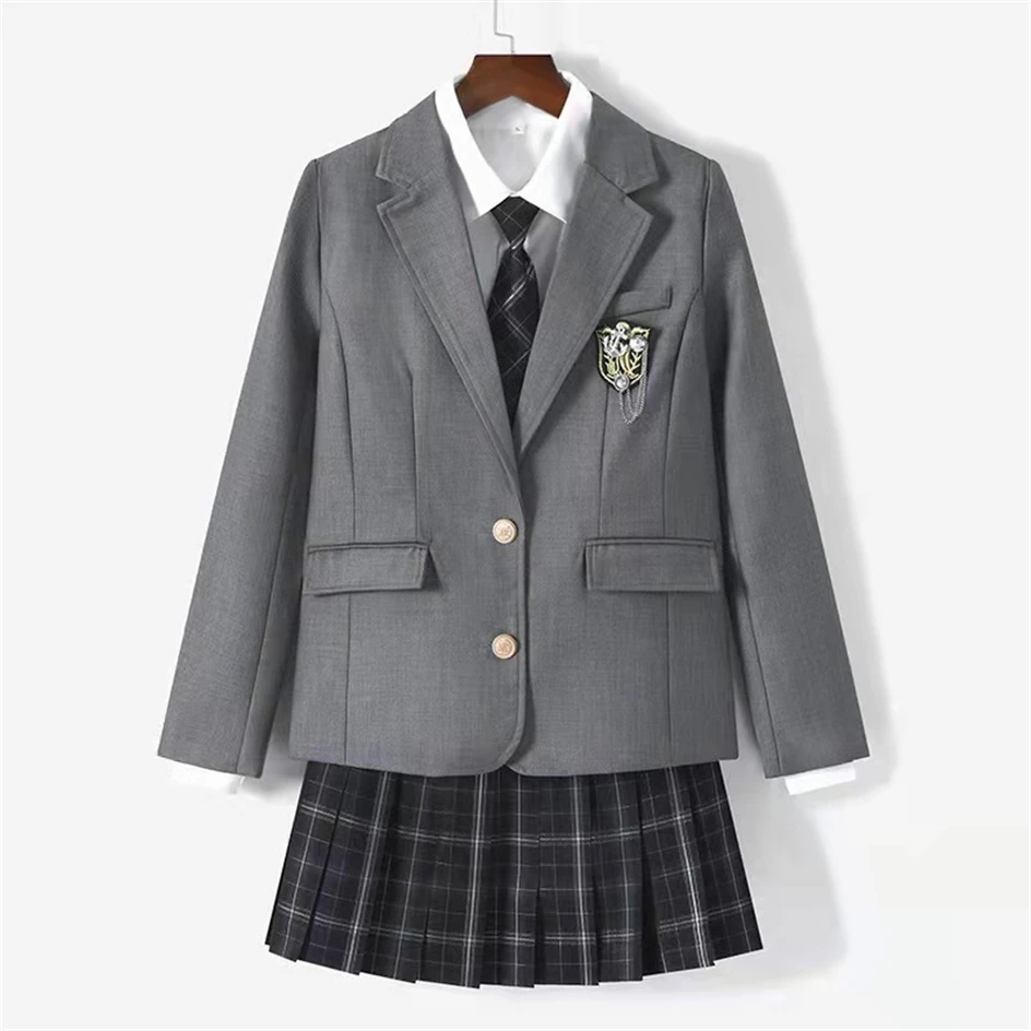 Women Men Spring Autumn Solid Color Beige Navy Suits Blazer Long Sleeve Jackets Coats Outwear JK School Uniform Students Clothes