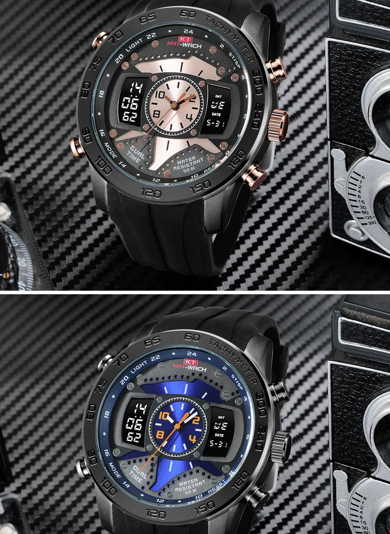 2022 KAT-Wach Watch Digital Men JPN Movement watches Quartz Male Chronograph Luxury Men Sports Wristwatch Relogio Masculino