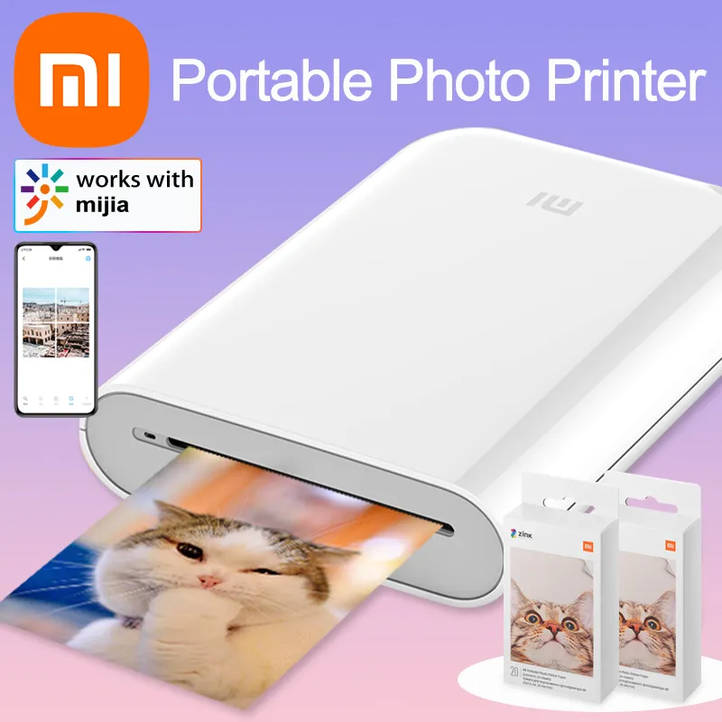 Global Version Xiaomi Mi Mini Portable Pocket Photo Printer Mijia ZINK 300  DPI Paper Self-adhesive Wireless BT Color Thermal Pri - AliExpress