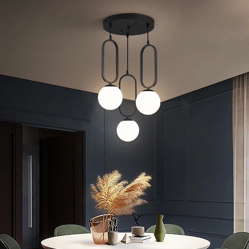 

Nordic Glass Pendant Lamp For Living room Restaurant Bar Hall Bedroom Bedside Hanging Lamp Spherical Chandelier Indoor Fixture
