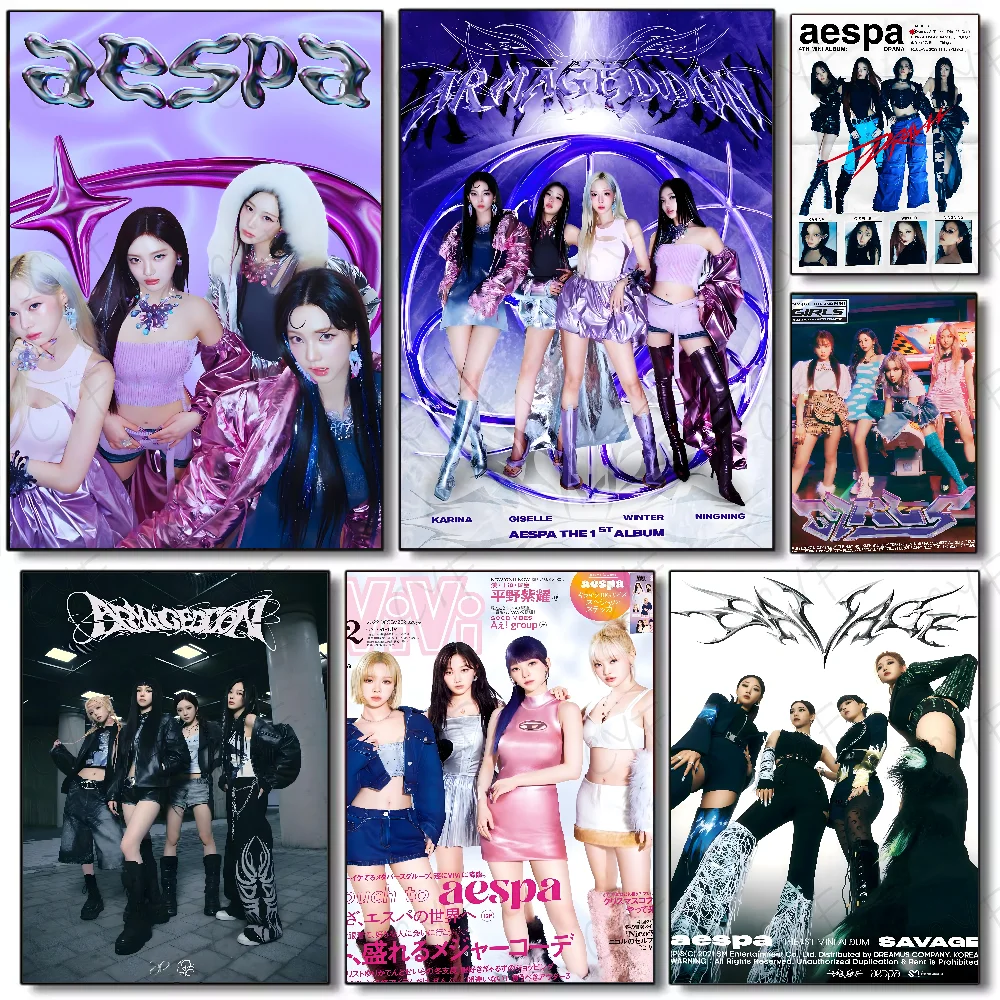 Girl Group Kpop A-Aespa Poster Multi-Purpose Wall Art for Living