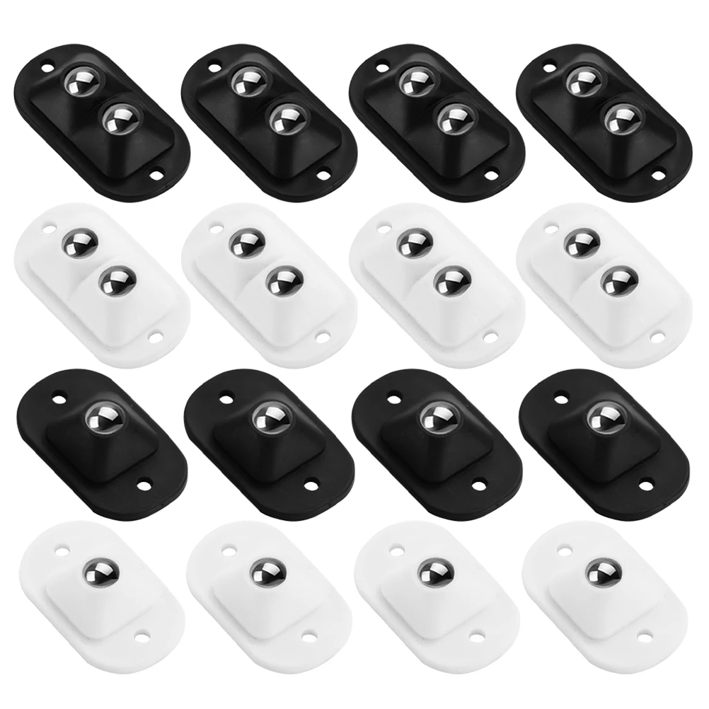 16pcs tpe caster wheels duty fixed casters with rigid non swivel base ball bearing trolley wheels top plate 1 inch 16pcs Adhesive Caster Wheels Mini Swivel Storage Box Wheels For Trash Bin Furniture Tables Chairs Pots Cabinets Ball Wheels