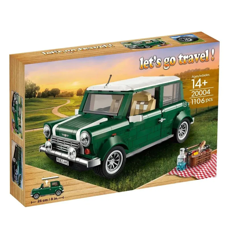 

MOC Green MINI Cooper MK VII Car Building Blocks Bricks Compatible 10242 Birthday Christmas Gift Automobile Model Toys