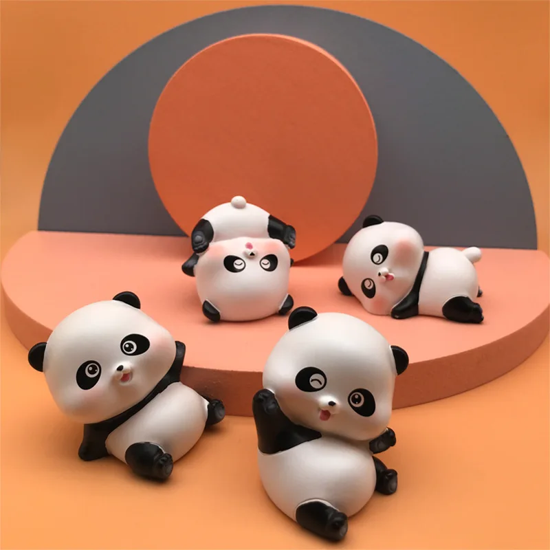 56 Mini Panda Luminosi Al Buio Con 8 Bambù – Figure In Resina Per Decorazione Torte, Terrari, Fai Da Te – Multicolore