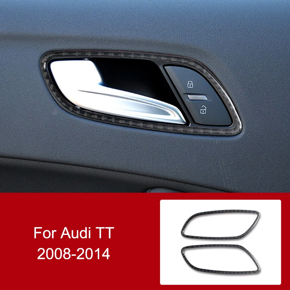 Carbon Fiber Car Interior Door Handle Cover Trim Door Bowl Stickers For Audi Tt 8n 8j Mk1 Mk2