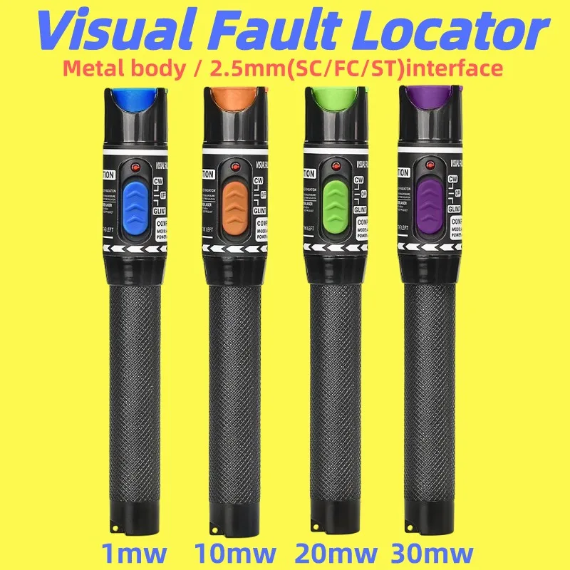 Visual Fault Locator Fiber Test Pen 1/10/20/30mw Fiber Optic Cable Tester SC/FC/ST 2.5mm Interface Optical Fiber VFL FTTH Tool gw6700 optical fiber identifier and visual fault locator identifier underground cable fault locator