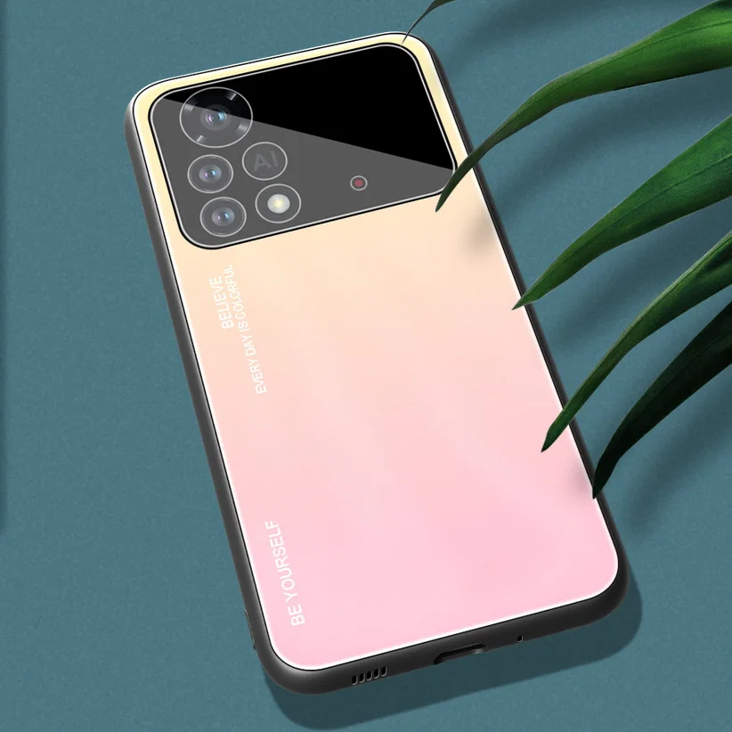 Verlaufsglas Gehäuse für POCO X4 Pro M4 Pro 5G POCO X3 GT POCO M3 Pro F3 C3 X3 NFC F2 Pro Gehärtete glänzende Abdeckung_voghion.com