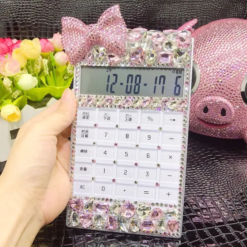 Boutique Luxury Office Electronic Calculator School & Office Electronics Creative Calculator Desktop Computer Rhinestone Crystal