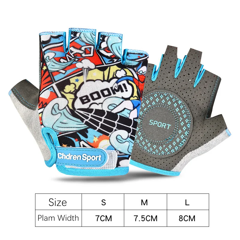 Children's Sports Fingerless Gloves Bicycle Boy Girl Cycling Anti-Wear Kids Roller Skating Training Exercise Protection Gloves 6