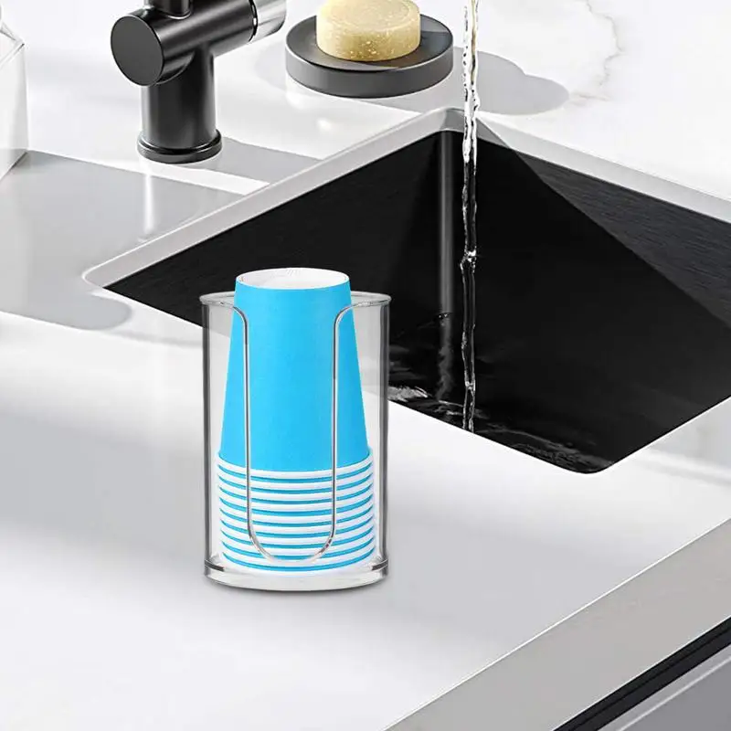Clear Cup Organizer Stackable Cup Dispenser U-shaped Space Saving Paper Dispenser Prevent Easy to Use Holder For Mouthwash
