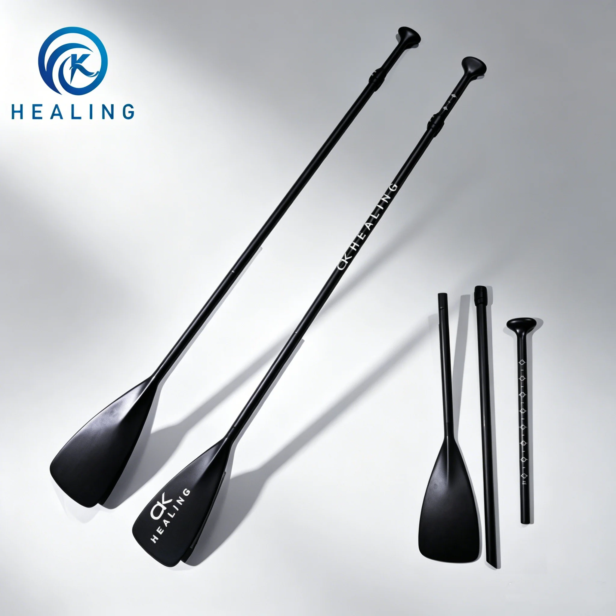 Pagaia per Kayak in 3 Sezioni Staccabili, in Fibra di Carbonio 3K, Ultra Leggera, Regolabile, Telescopica, Portatile, per Canoa, Surf e Canottaggio - immagine 4
