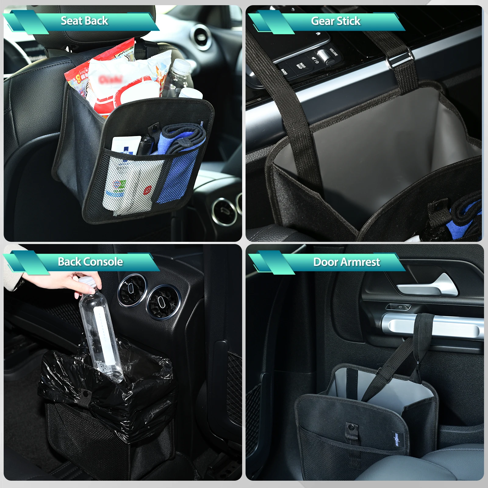 Portable Car Trash Bin With 30 Rubbish Bag Garbage Litter Can Dustbin Waste Organizer Storage Box Holder Auto Travel Accessories