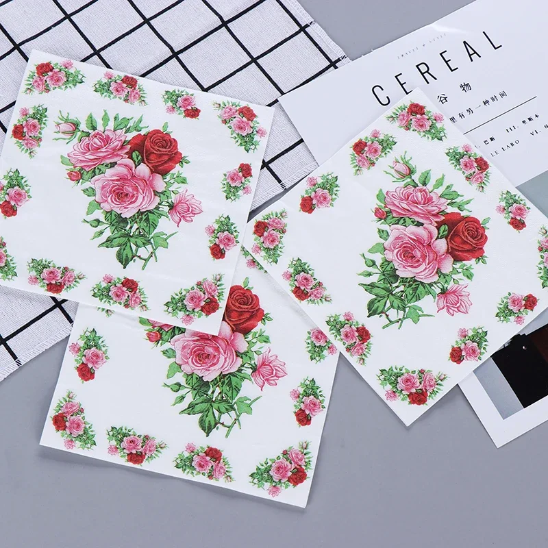 Paper Napkins Placemats Wine Glass Folding 20pcs/pac 2-Ply Food Grade Printed Party Wedding Decoration