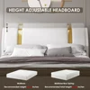Modern Faux Leather Upholstered Platform Bed Frame with Golden Iron Metal Decor, No Box Spring Needed, Queen Size 6