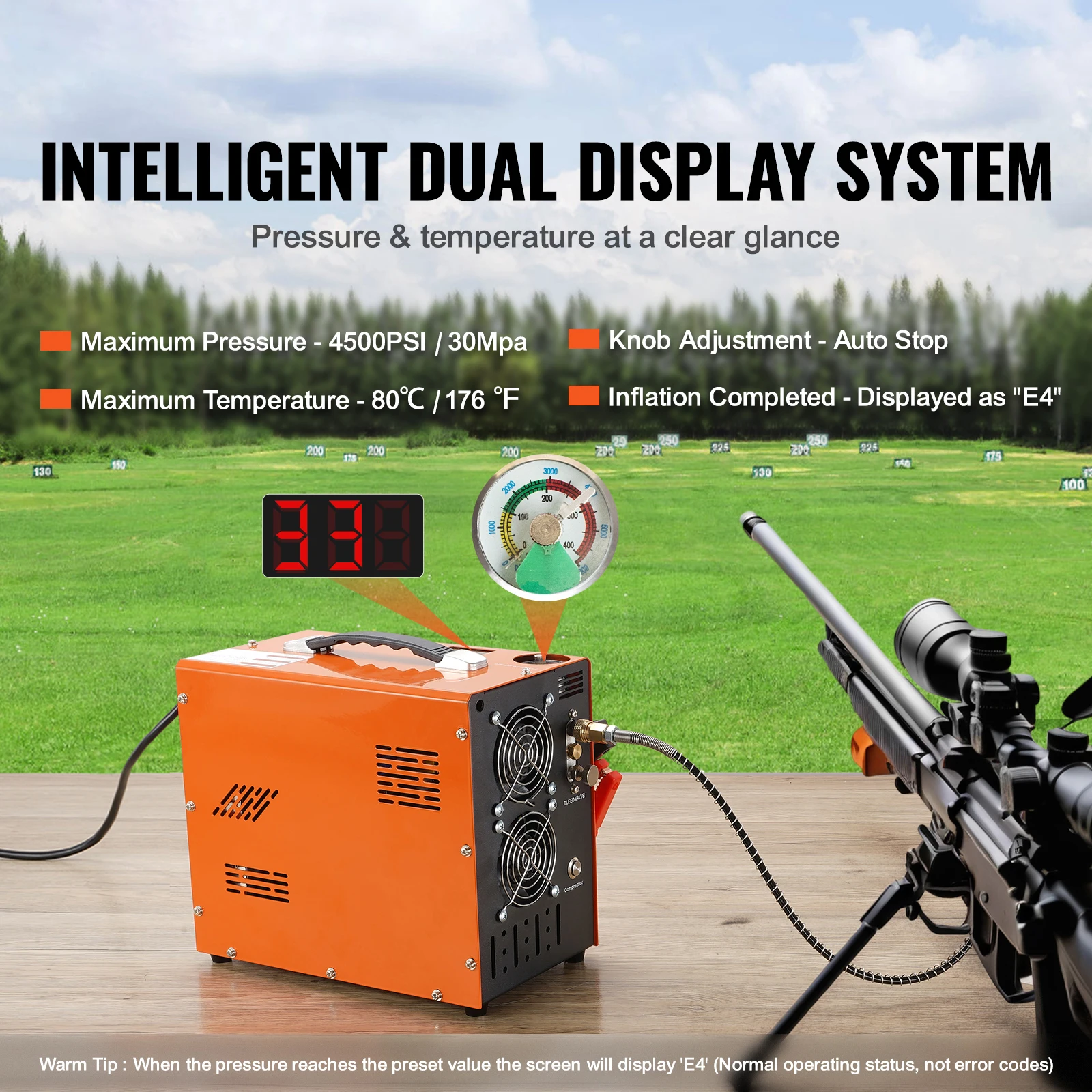 SucceBuy PCP Air Compressor 4500PSI/30Mpa Portable PCP Pump Compressor Water-Free Air Rifle Paintball Scuba Tank