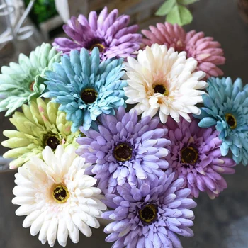Artificial Silk Gerbera Flowers, Wedding Decoration, Fake Daisy, Chrysanthemum Party, Home Decoration, 3Pcs, 6Pcs, Batch of 23cm