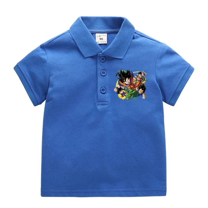 

Детская одежда с лацканами и драконическим жемчугом, летняя Новинка, Корейская рубашка-поло для мальчиков и девочек, хлопковая Детская футболка с рукавом до локтя