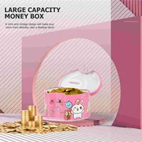 Piggy Bank for Kids Cartoon Double Heart Rabbit Coin Jar Girls Metal Pink Child 2