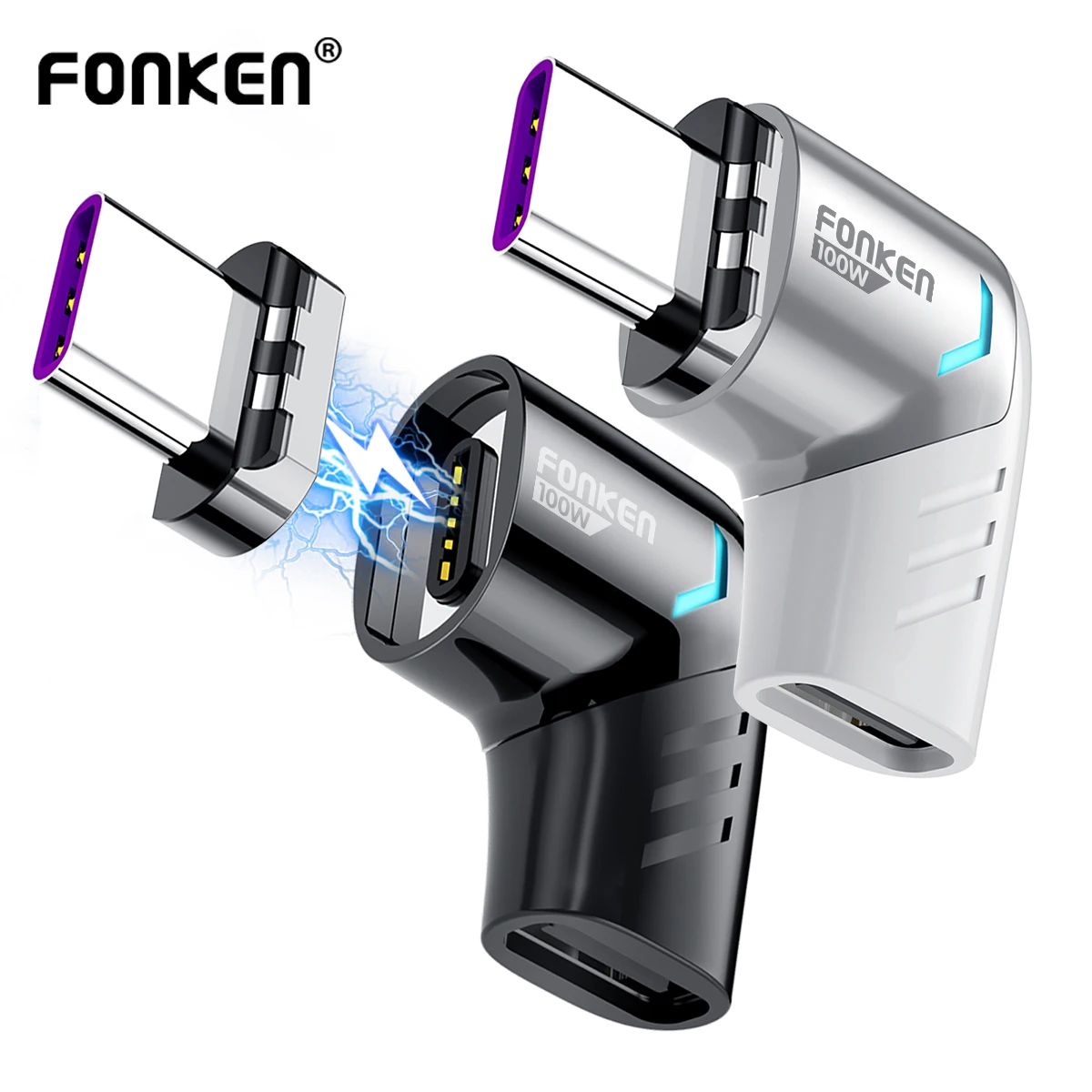 Fonken-120W USB c형 마그네틱 케이블 어댑터 케이블 컨버터, 아이패드 프로 맥북 2019 2018 자석 어댑터 케이블 커넥터 벤트