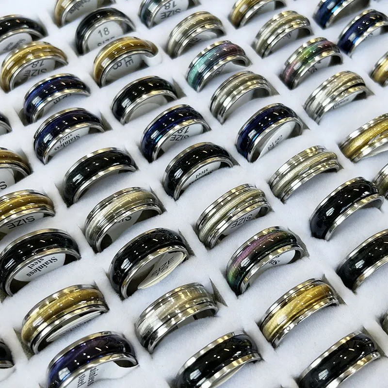 10Pcs/Lot Factory Mixed Pattern Style Stainless Steel Ring For Men and Women Jewelry Rings Lot Never Fade