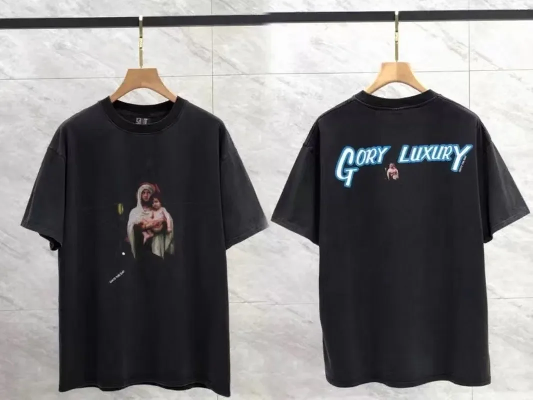 

Летние женские и мужские футболки SAINT футболка с Майклом, высококачественные хлопковые топы, винтажные трикотажные футболки с принтом в виде пентаграммы для спортзала