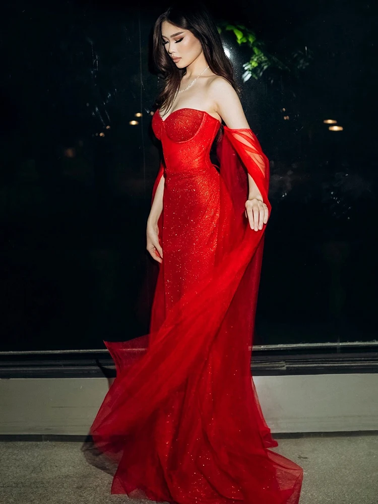 Nibber Slash Neck Dress Women Sequin Fashion Classic Mesh Patchwork Elegant Birthday Party Banquet Gown Christmas Chic Vestidos