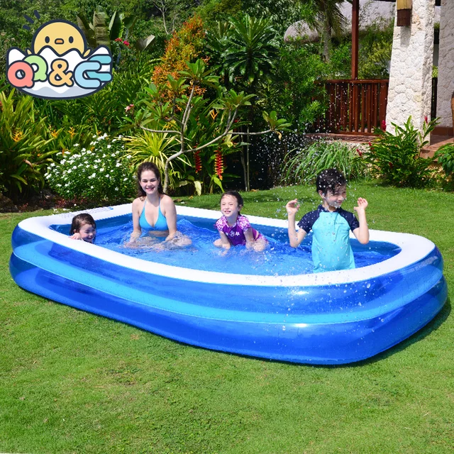 Grande piscine gonflable d'été pour enfants, jouet d'extérieur rectangulaire en PVC, pour la famille, pour bébé, 2/2 m 1