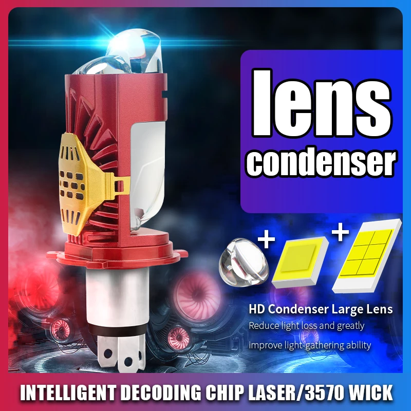 2pcs H4 LED Headlight h4 led lights 12v h4 led motorcycle lamp canbus H4 projector With lens Spotlight 9003 HB2 Hi Lo