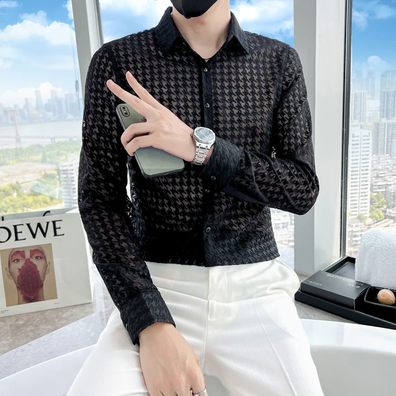 Chemise élégante à Manches Longues Pour Homme - Imprimé Couleur, Coupe Classique, 62% Coton - 10