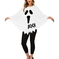 Adult Men Women Cute White Ghost Demon Cape Cosplay Costume Kids Fancy Dress Performance Halloween Theme Party 3