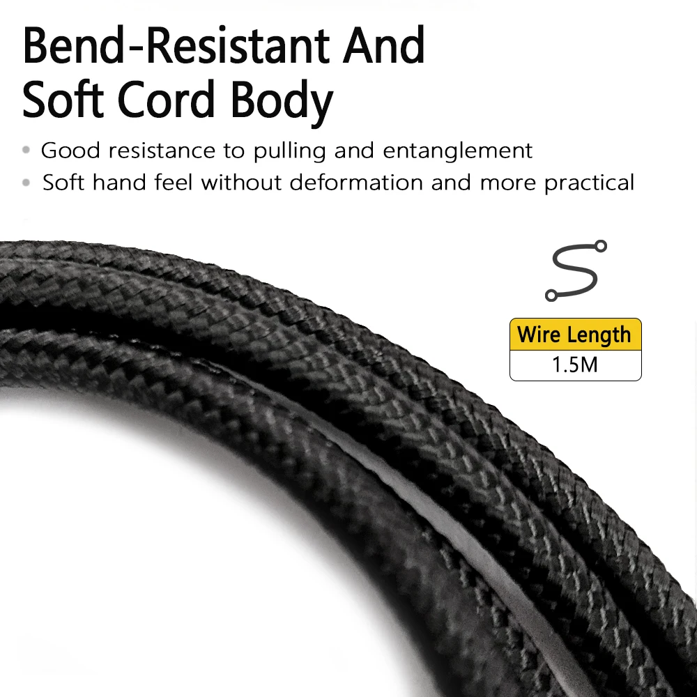 For Kingston HyperX Cloud Mix,Cloud Alpha Nylon Braided OFC 3.5MM jack Male to Male Headphone Cable Gaming Headset Audio Wire