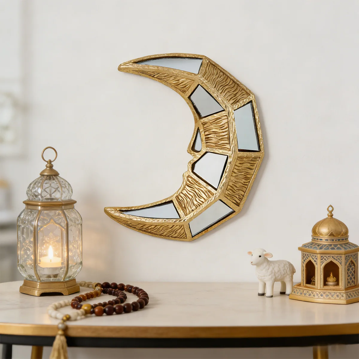 1PC, creative modern striped crescent moon pendant, suitable for new moon decoration during Eid al-Fitr and home decoration