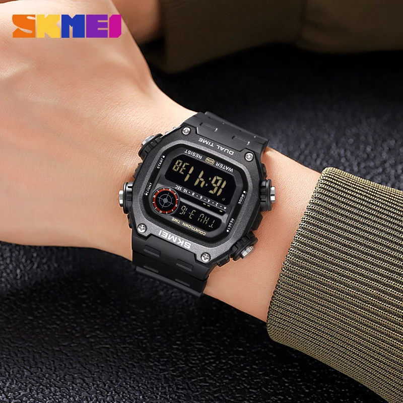 SKMEI 2126 Digital Countdown Sport Watch for Men Waterproof Stopwatch Mens Wristwatch Alarm LED Display Clock Montre Homme 1251 3